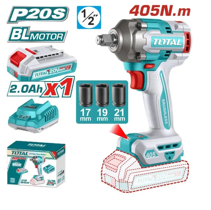 Llave, Pistola De Impacto Inalámbrica Total, Torque 405 nm