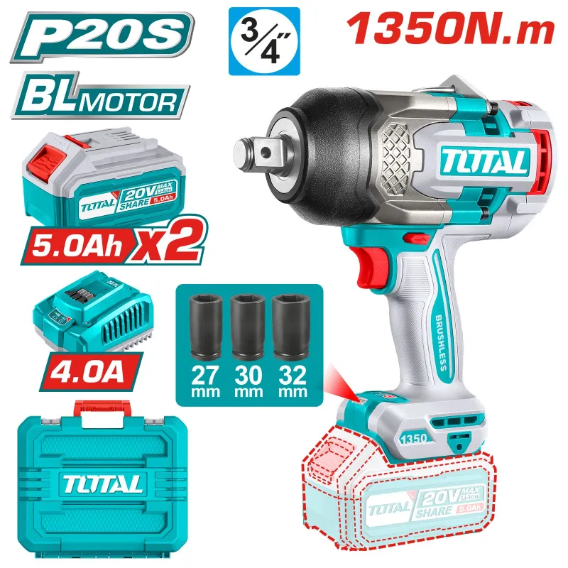 Llave, Pistola De Impacto Inalámbrica Total, Torque 1350 nm